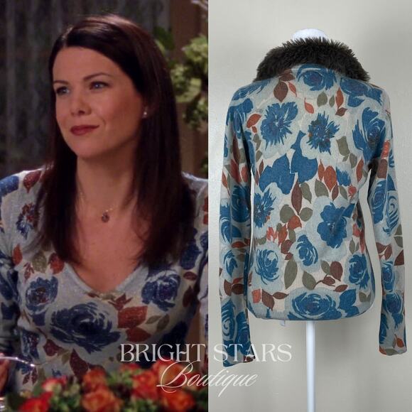 Extremely Rare Faux Fur Trim Cardigan ASO Phoebe Buffay Friends Alt Lorelai - Picture 4 of 12